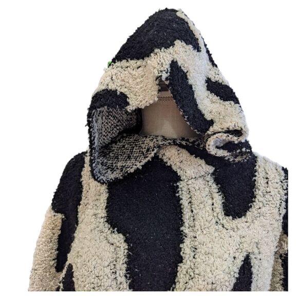 Sandy Liang x Target Cream & Black Leopard Print Sherpa Hooded Sweatshirt Size S - Picture 6 of 7